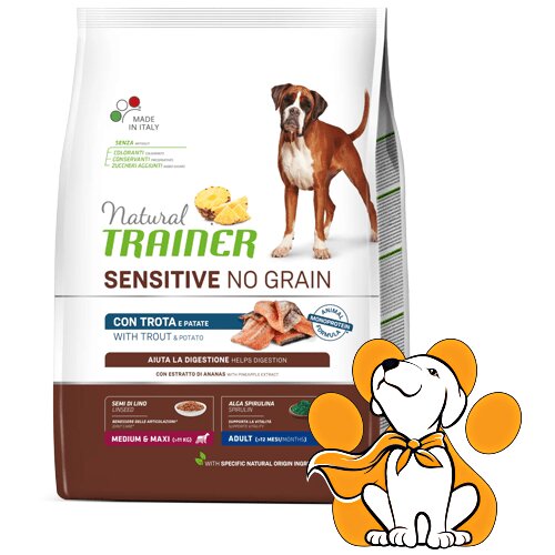 Trainer Natural Sensitive No Grain Medium&Maxi Trout 12kg, Hrana Bez Žitarica Slike