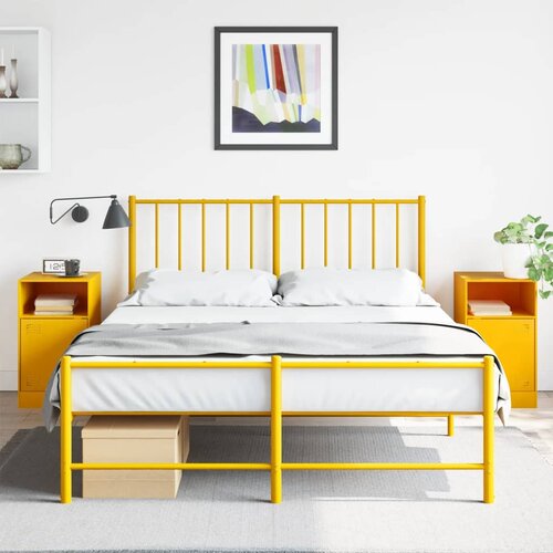 Furnova Nočna omarica 2 kosa gorčično rumena 34,5x39x62 cm jeklo, (21927301) Slike