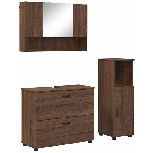 VidaXL Komplet pohi&amp;scaron;tva za kopalnico s predalom 3 pcs Rjavi hrast, (5000064596) Slike