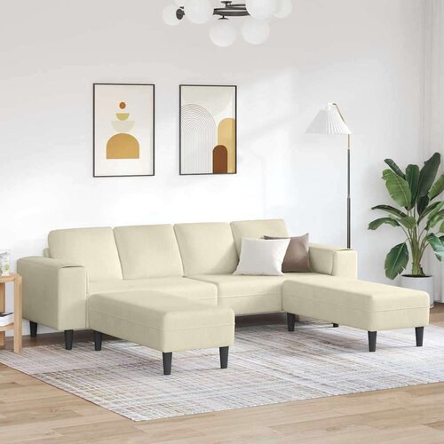  Kavč z blazino krema 250 x 188 x 76 cm Žametna tkanina, (5000137925) Cene