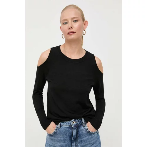 Patrizia Pepe Volnen pulover ženski, črna barva