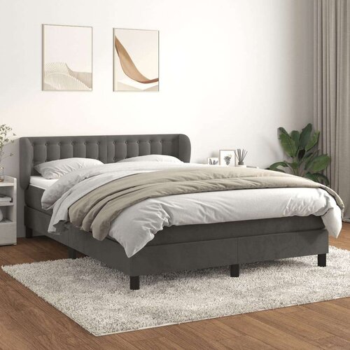  Box spring posteljni z vzmetnico temno siv 140x190 cm žamet, (20790099) Slike