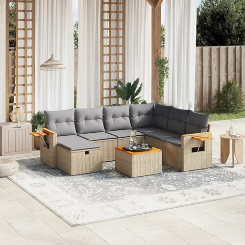 vidaXL 8-dijelni set vrtnih sofa s jastucima bež od poliratana Cijene