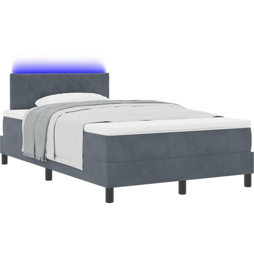 vidaXL Postelja s pomičnim dnom in vzmetnico & LED temno siva 120x190 cm žamet, (22050625) Cene