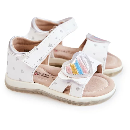 Kesi Children's Leather Sandals With A Heart White Elianna
