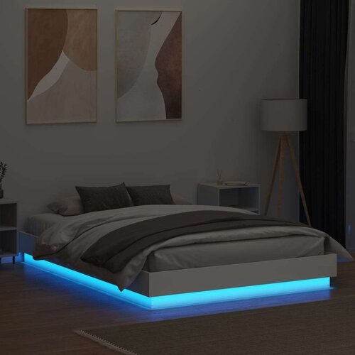  Okvir kreveta s LED svjetlima bijeli 160 x 200 cm Slike