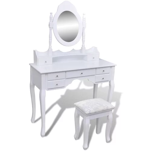  Toaletni stol s ogledalom i stolicom 7 ladica bijeli
