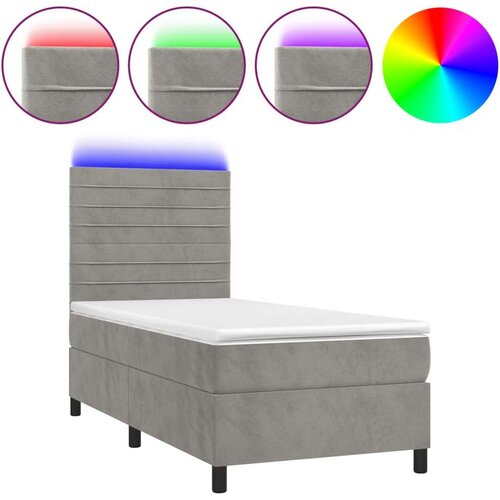 Krevet box spring s madracem LED svjetlosivi 90x190 cm bar&amp;scaron;un Slike