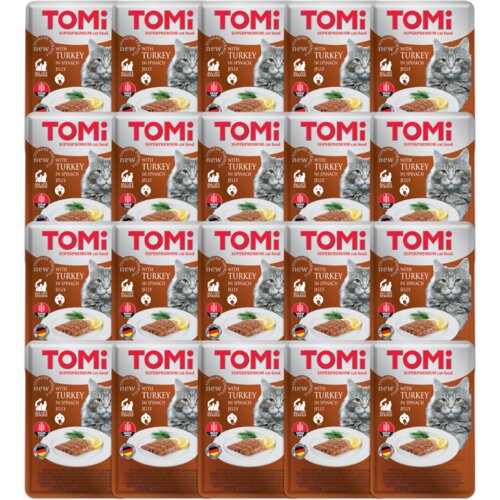 Tomi GF Cat Sosić u želeu za mačke, Ćuretina i spanać, 100g, 20kom Cene