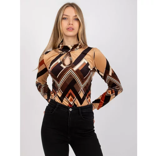 Fashion Hunters Brown and beige Pari velor blouse