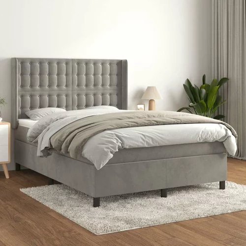  Box spring postelja z vzmetnico svetlo siva 140x200 cm žamet, (20790484)