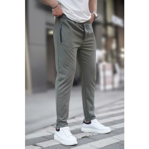 Madmext Khaki Zipper Detailed Men's Trousers 6520 Cene
