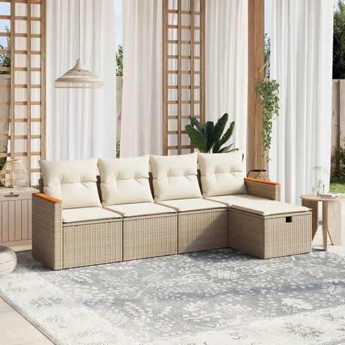 VidaXL 5-dijelni vrtni set sofa s jastucima bež od poliratana Slike