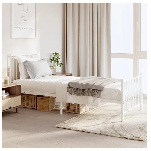  Kovinski posteljni okvir z vzglavjem in vznožjem bel 80x200 cm