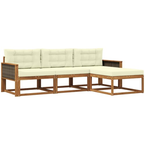  Set vanjskih sofa 4 kom. Prirodna i krem Slike