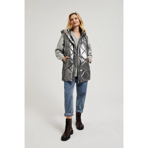 Moodo Women&amp;#039;s quilted vest with hood - silver Slike