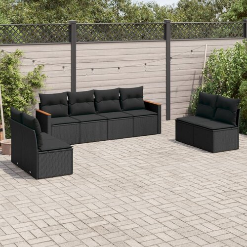  8-dijelni set vrtnih sofa od poliratana s jastucima crni Crna 61 x 62 x 69 cm Slike