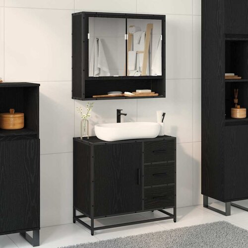 VidaXL Set namje&amp;scaron;taja za kupaonicu 2 pcs Crni hrast 65 x 33 x 60 cm Slike