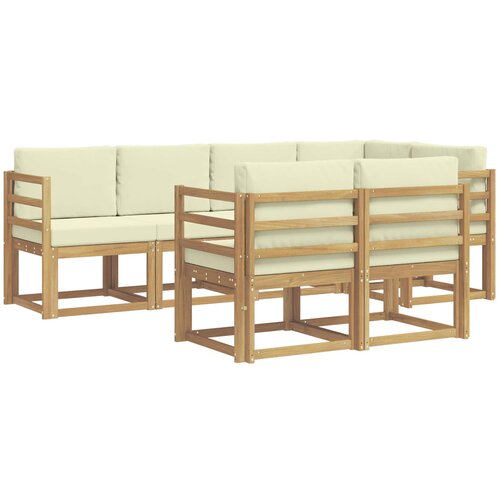 vidaXL Zunanja garnitura za sedenje 7 pcs Bela in krem Poliester, (5000281695) Cene