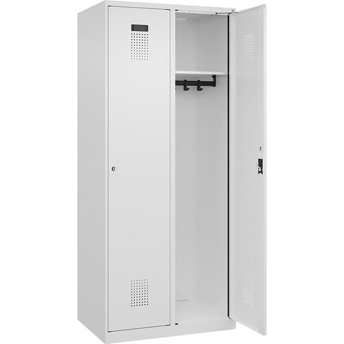 C+P Garderobna omara Evolo PLUS, 2 dela, prometno bele barve, Š 800 mm, talni drsniki, cilindrična ključavnica Cene