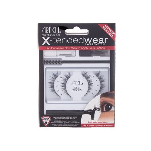 Ardell X-Tended Wear Lash System Demi Wispies odtenek Black darilni set umetne trepalnice X-Tended Demi Wispies 1 ks + lepilo za trepalnice X-Tended Wear 1 g + aplikator 1 ks + odstranjevalec za trepalnice 1 ks + krtačka za trepalnice 1 ks Cene