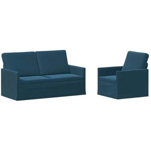  Set sofe 2 pcs Plava Bar&amp;scaron;un - Plava Jednostruka + Dvostruka (140 cm) Slike