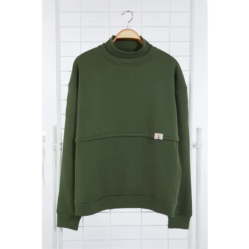 Trendyol Limited Edition Khaki Oversize/Wide Cut Labeled Inside Polar Fleece Sweatshirt