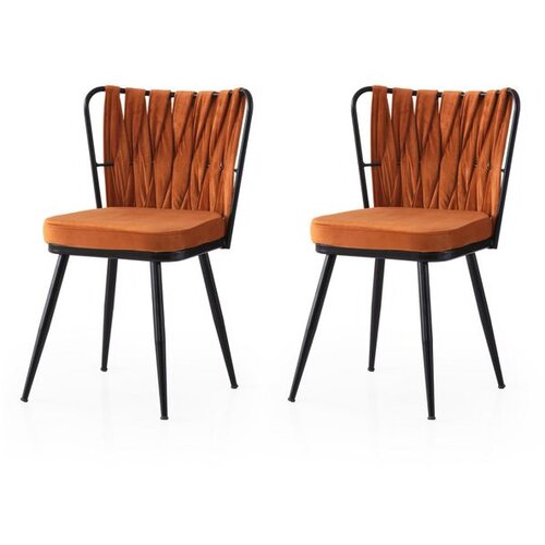 Hanah home Kuşaklı - 224 V2 BlackOrange Chair Set (2 Pieces) Cene