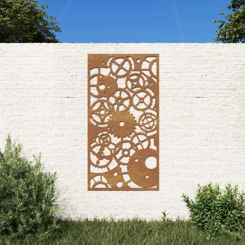  Vrtni zidni ukras 105 x 55 cm čelik COR-TEN s uzorkom zupčanika