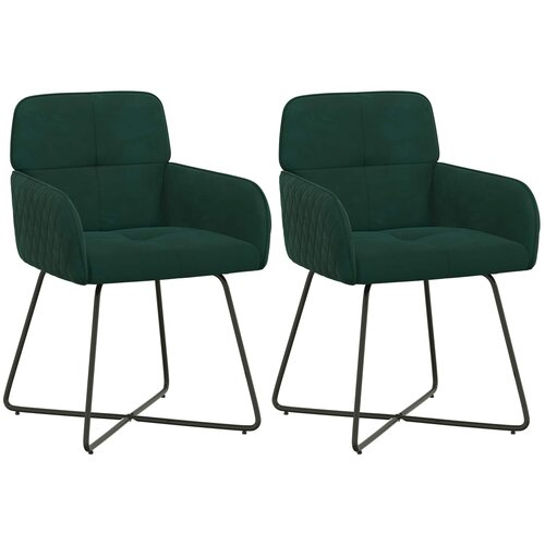 vidaXL Jedilni stoli 2 pcs Žamet Temno zelena 59 x 56,5 x 86 cm, (5000296923) Cene