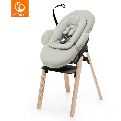 Stokke otroški stolček steps™ natural legs/black seat + gugalni ležalnik steps™ white deep grey