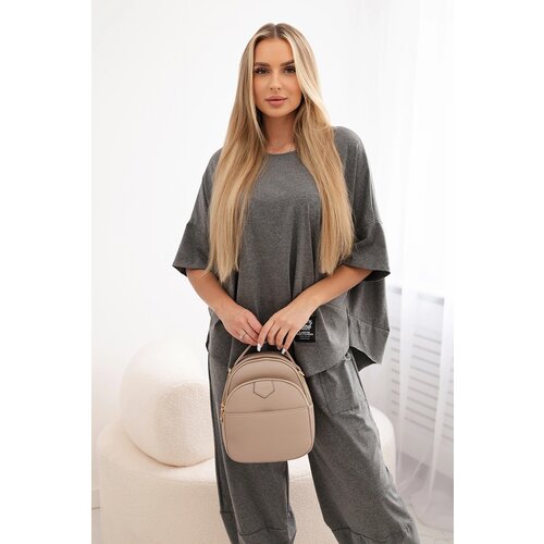 Kesi Włoski Włoski Cotton set blouse + trousers Graphite Slike
