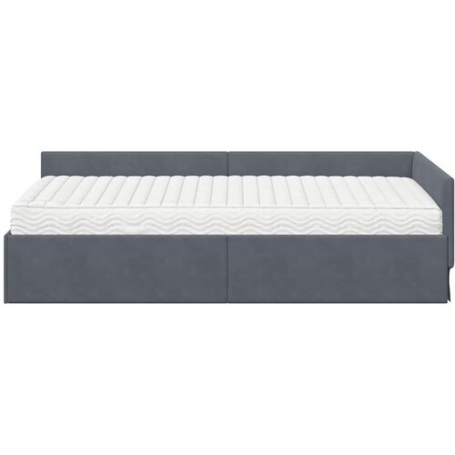  Kutni krevetni okvir s madracem 2 kom. Tamnosiva 100 x 200 cm Slike