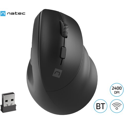 Natec Crake 2 2400DPI vertikalna ergonomska črna brezžična miška, (20857481) Cene