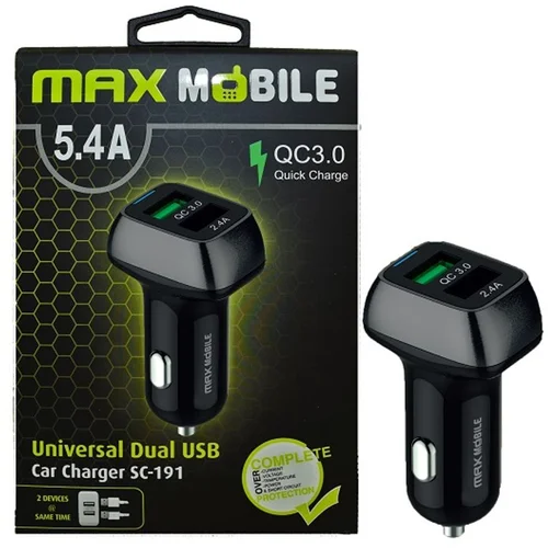 Max Mobile auto adapter usb duo sc 191 qc 3.0 27w quick charge 5.4