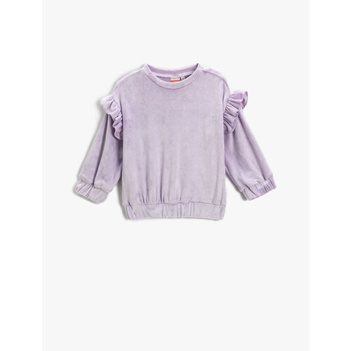 Koton Velvet Ruffled Sweatshirt Long Sleeved Crew Neck Elasticated Cuffs And Waist. Slike