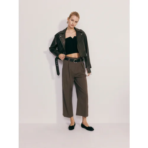 Reserved - LADIES` TROUSERS & BELT - smeđi