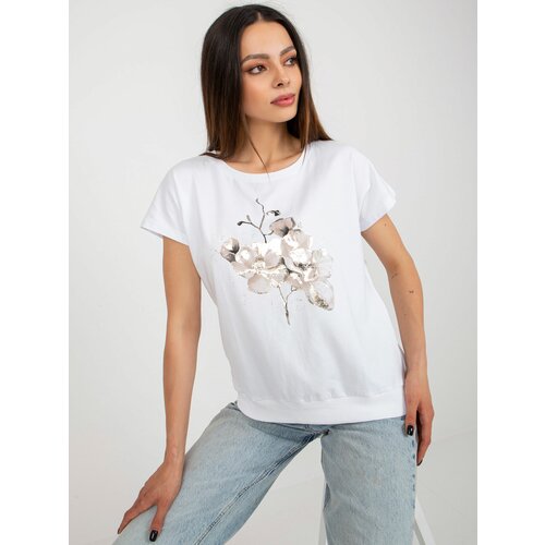 Fashion Hunters RUE PARIS white short sleeve T-shirt with print Slike