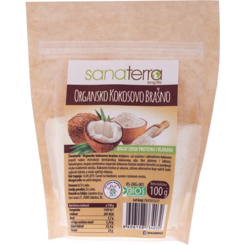 Sanaterra organsko kokosovo brašno 100g Cene