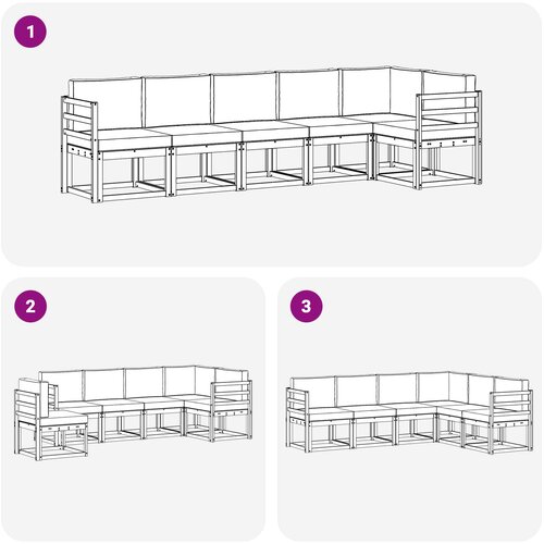  Set vanjskih sofa 6 kom. Bijela i svjetlosiva Smeđa 304 x 126,5 x 73 cm Slike