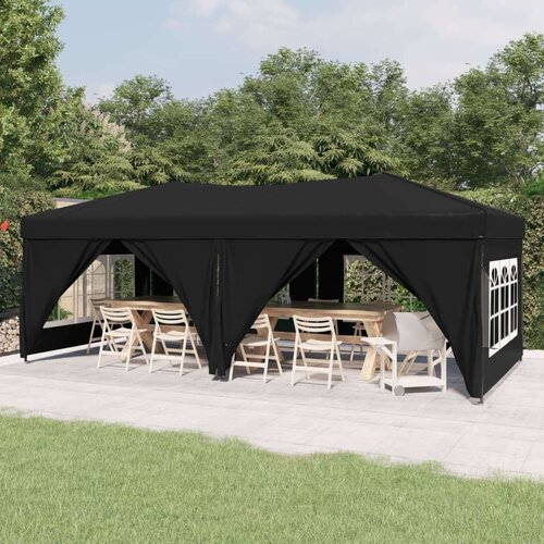  Zložljiv vrtni šotor s stranicami črn 3x6 m, (20703308) Cene