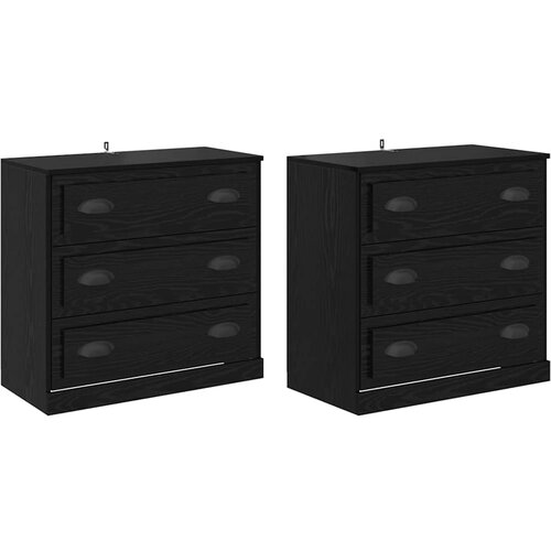vidaXL Stranske omare 2 pcs Črna Orehovina 70 x 35,5 x 67,5 cm, (5000108458) Cene