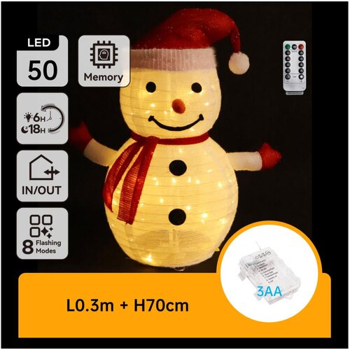 Aigostar LED božićna spolja&amp;scaron;nja dekoracija 50xLED/3xAA 0,7m IP44 snegović Slike