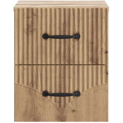  Noćni ormarić za montažu na zid s ladicama 2 pcs Hrast artisan Slike