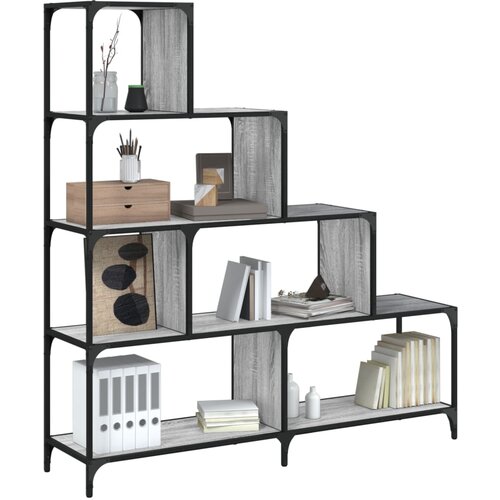  The living store knjižna omara 4-nadstropna siva sonoma 139x33,5x149 cm - knjižna omara, (21498976) Cene