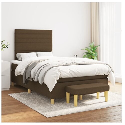  Box spring postelja z vzmetnico temno rjav 120x200 cm blago Cene
