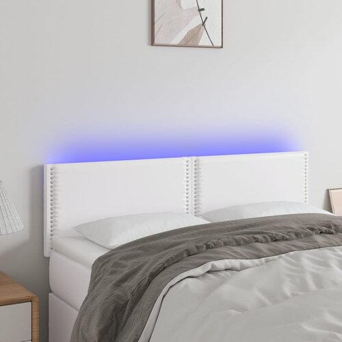 vidaXL LED posteljno vzglavje belo 144x5x78/88 cm umetno usnje Cene