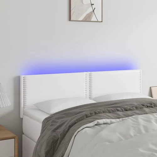 vidaXL LED uzglavlje bijelo 144 x 5 x 78/88 cm od umjetne kože