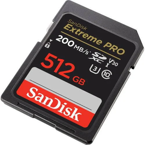  ..SanDisk 512 GB SDXC ExtremePro 200MB/s V30 UHS-I U3, Class 10