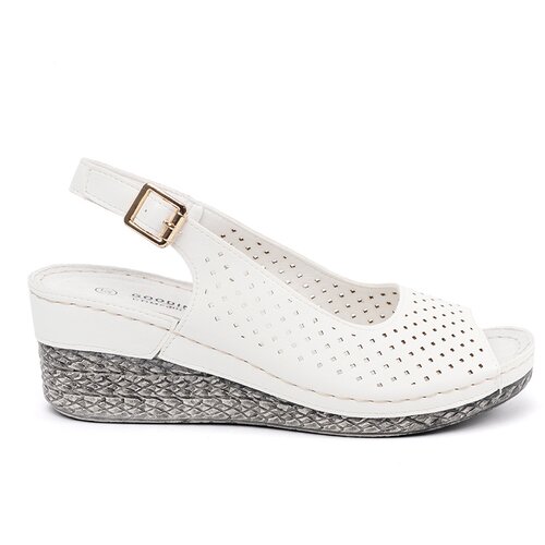 GOODIN White openwork wedge sandals Cene